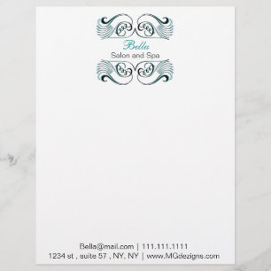 aqua black and white Chic Business letterheads Customised Letterhead