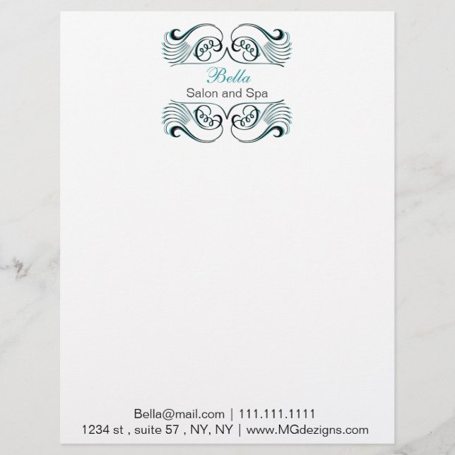 aqua  black and white Chic Business letterheads Customised Letterhead (Front)