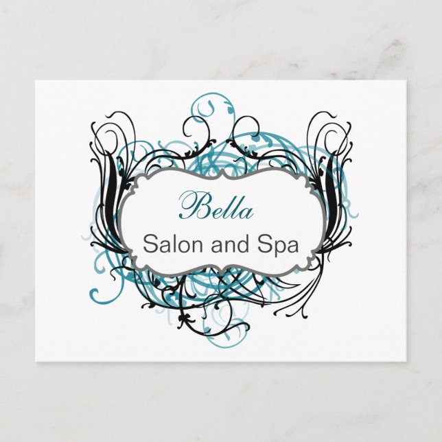aqua black and white Chic Business Thank You Cards (Front)