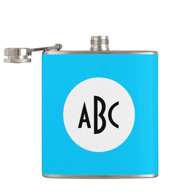 Aqua Black and White Monogram Hip Flask (Opened)