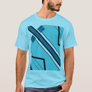 Aqua Black Bold Stripe Geometric Abstract MCM Look T-Shirt