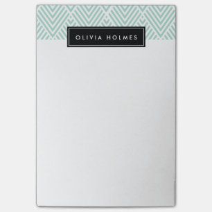 Aqua & Black Chevron Pattern Post-it Notes