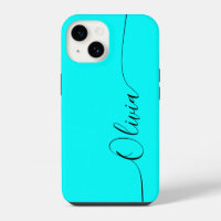 Aqua Black Elegant Calligraphy Script Name