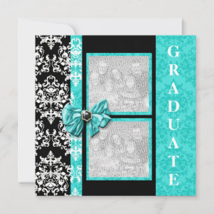 Aqua black graduation damask template PERSONALIZE