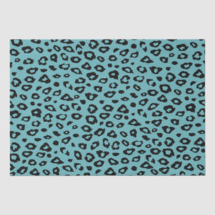 Aqua Black Leopard Print Tissue Paper