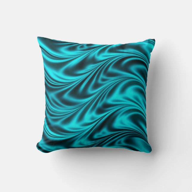 Aqua black silky waves cushion (Front)