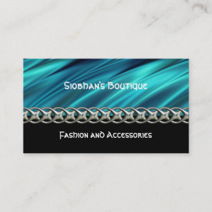 Aqua, black & silver chain business card