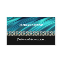 Aqua, black & silver chain business card