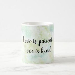 Aqua Bliss Leaves Watercolor Love is Coffee Mug
