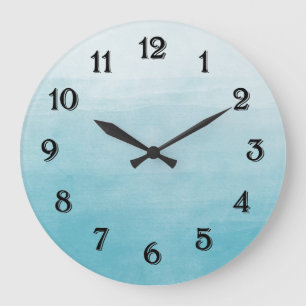 Aqua Bliss Watercolor Ombre Large Clock