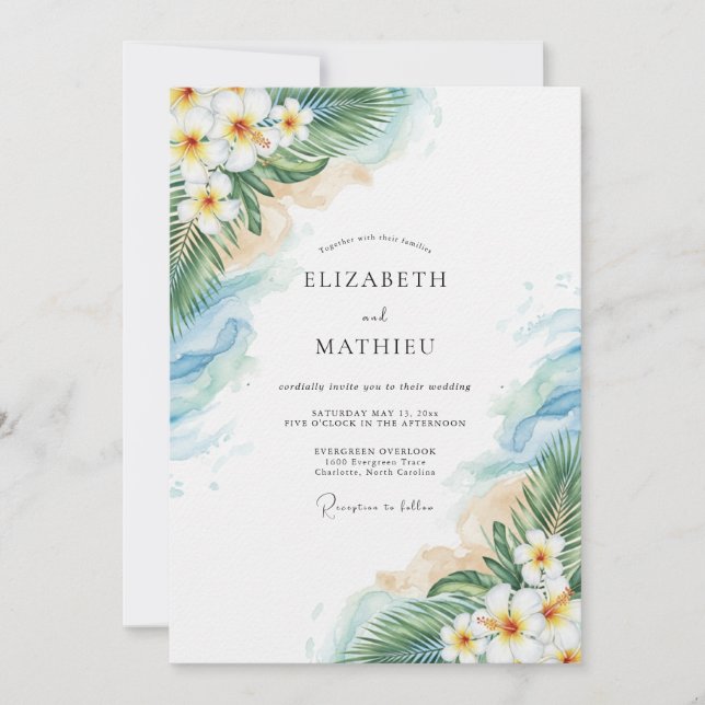Aqua Blissful Coastal Wedding Invitation (Front)