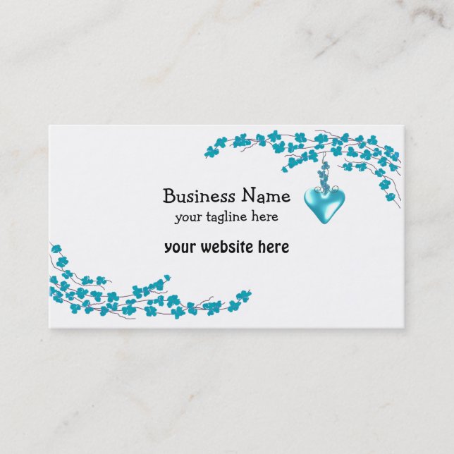 Aqua Blossoms Business Card (Front)