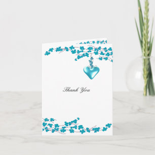 Aqua Blossoms with Heart Thank You
