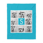 Aqua Blue 8 Photo Collage Custom Monogram