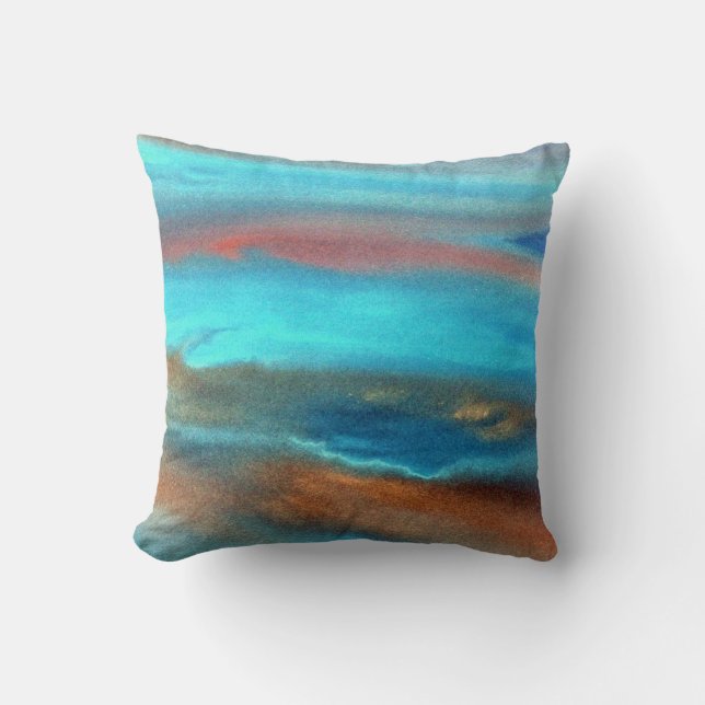 Aqua Blue Abstract Cushion (Front)