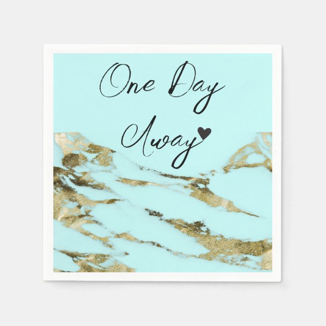 Aqua Blue Abstract One day Away Rehearsal Dinner  Napkin (Front)