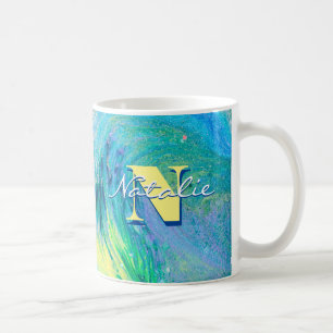 Aqua Blue Acrylic Flow Art Coffee Mug