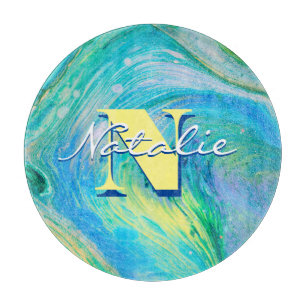 Aqua Blue Acrylic Flow Art Cutting Board