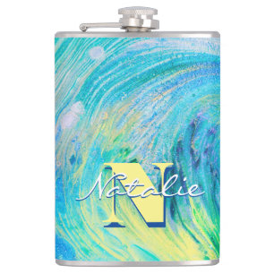 Aqua Blue Acrylic Flow Art Flask