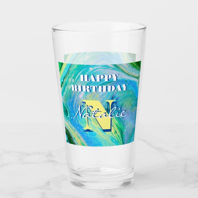 Aqua Blue Acrylic Flow Art Glass (Front)