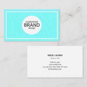 Aqua Blue Add Your Logo Simple Professional  Business Card