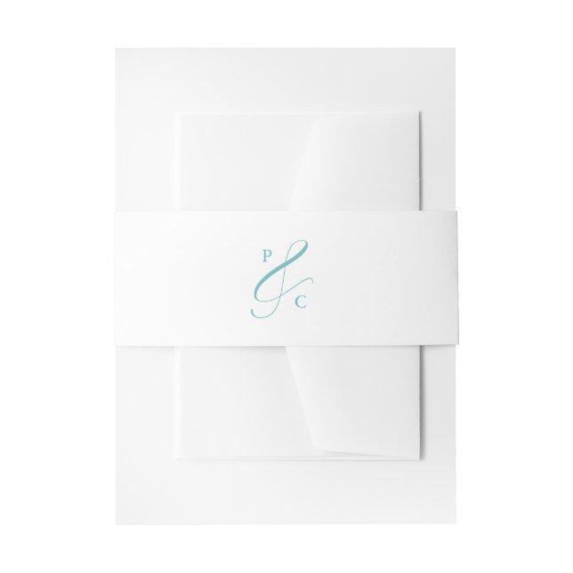 Aqua Blue Ampersand Initial Invitation Belly Band (Front Example)