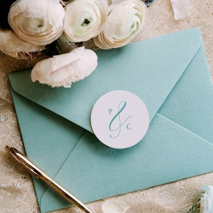 Aqua Blue Ampersand Monogram Envelope Seals
