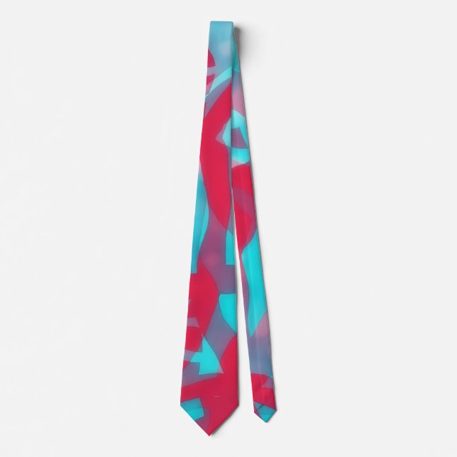 Aqua Blue and Deep Pink Artsy Tie (Front)