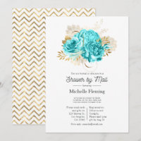 Aqua Blue and Gold Floral Shower by Mail