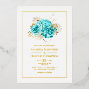 Aqua Blue and Gold Floral Wedding
