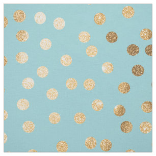 Aqua Blue and Gold Glitter City Dots Fabric