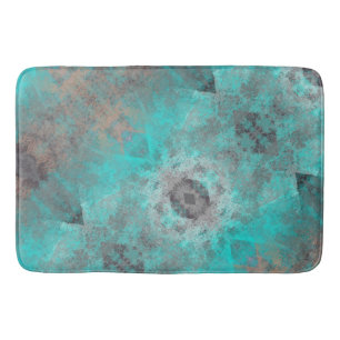 Aqua Blue and Gray decorative Bath Mat