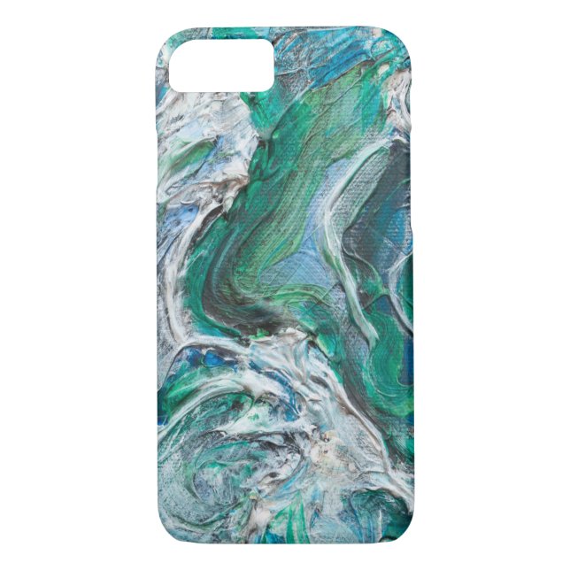 Aqua, blue and green abstract art iPhone case (Back)