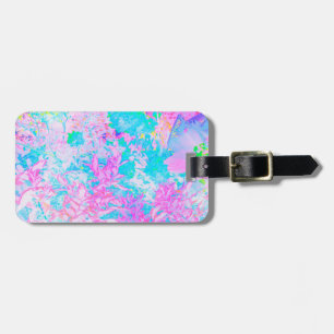 Aqua Blue and Hot Pink Hydrangea Landscape Luggage Tag
