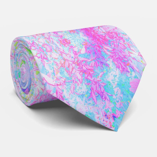 Aqua Blue and Hot Pink Hydrangea Landscape Tie (Rolled)