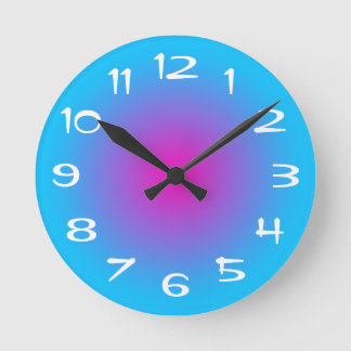 Aqua Blue and Hot Pink Radial Gradient Round Clock