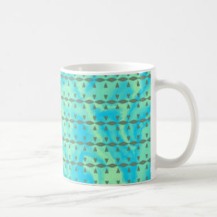 Aqua Blue and Lime Heart Line Design Coffee Mug