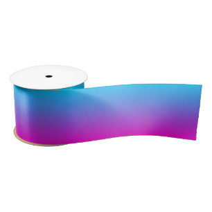 Aqua Blue and Neon Pink Ombre Satin Ribbon
