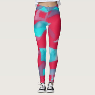 Aqua Blue and Pink Art Leggings