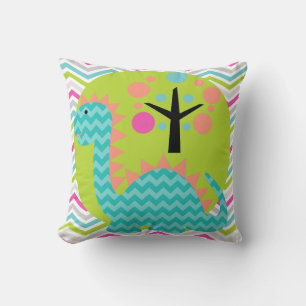Aqua Blue and Pink Dragon Throw Pillow