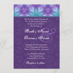 Aqua Blue and Royal Purple Purple Wedding V2 Invitation