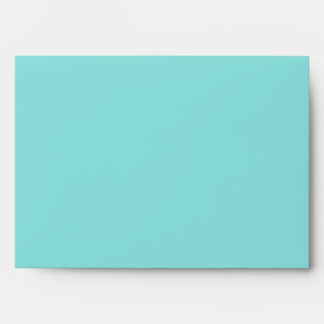 Aqua Blue and Taupe Wedding Invitation Envelope (Front)