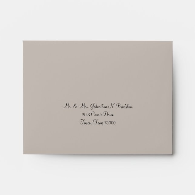Aqua Blue and Taupe Wedding RSVP Envelope (Front)