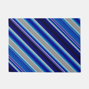 Aqua Blue and Teal Stripes Doormat