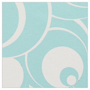 Aqua Blue and White Circles Abstract Fabric