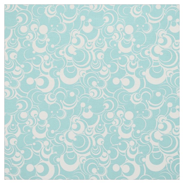 Aqua Blue and White Circles Abstract Fabric 2 (Swatch)
