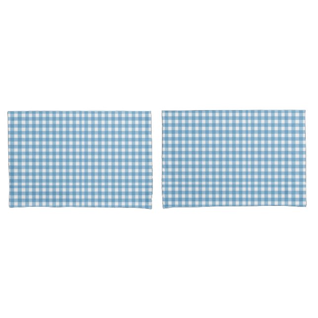 Aqua Blue and White Gingham Pattern Pillowcase (Front-Set)