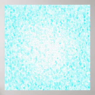 Aqua Blue and White Mosaic Pattern Poster