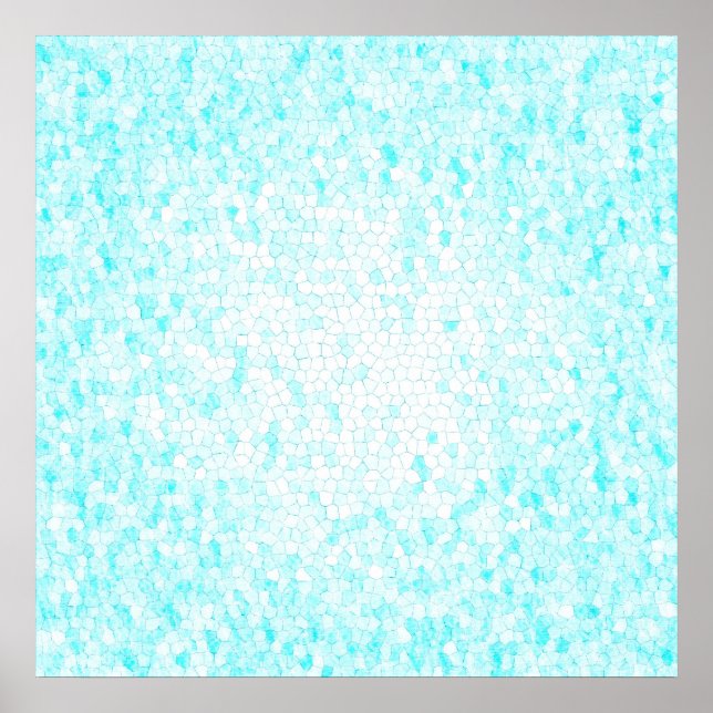 Aqua Blue and White Mosaic Pattern Poster (Front)