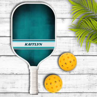 Aqua Blue and White Personalised Pickleball Paddle